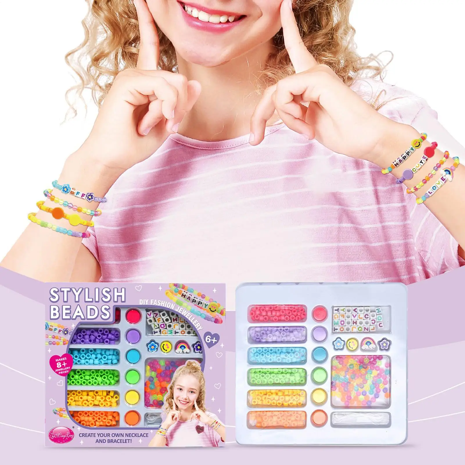 

Bead Kit Bead Jewelry Bracelet Making Set For Kids Beading Toys Fun Craft Supplies For Kids Teens Adults Beginners School Travel