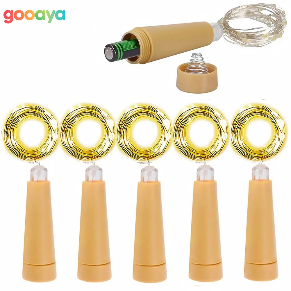 

6pcs LED Cork Wine Bottle Fairy Lights Battery Copper Wire String Lights Christmas Decoration Garland Lamp For Party Wedding