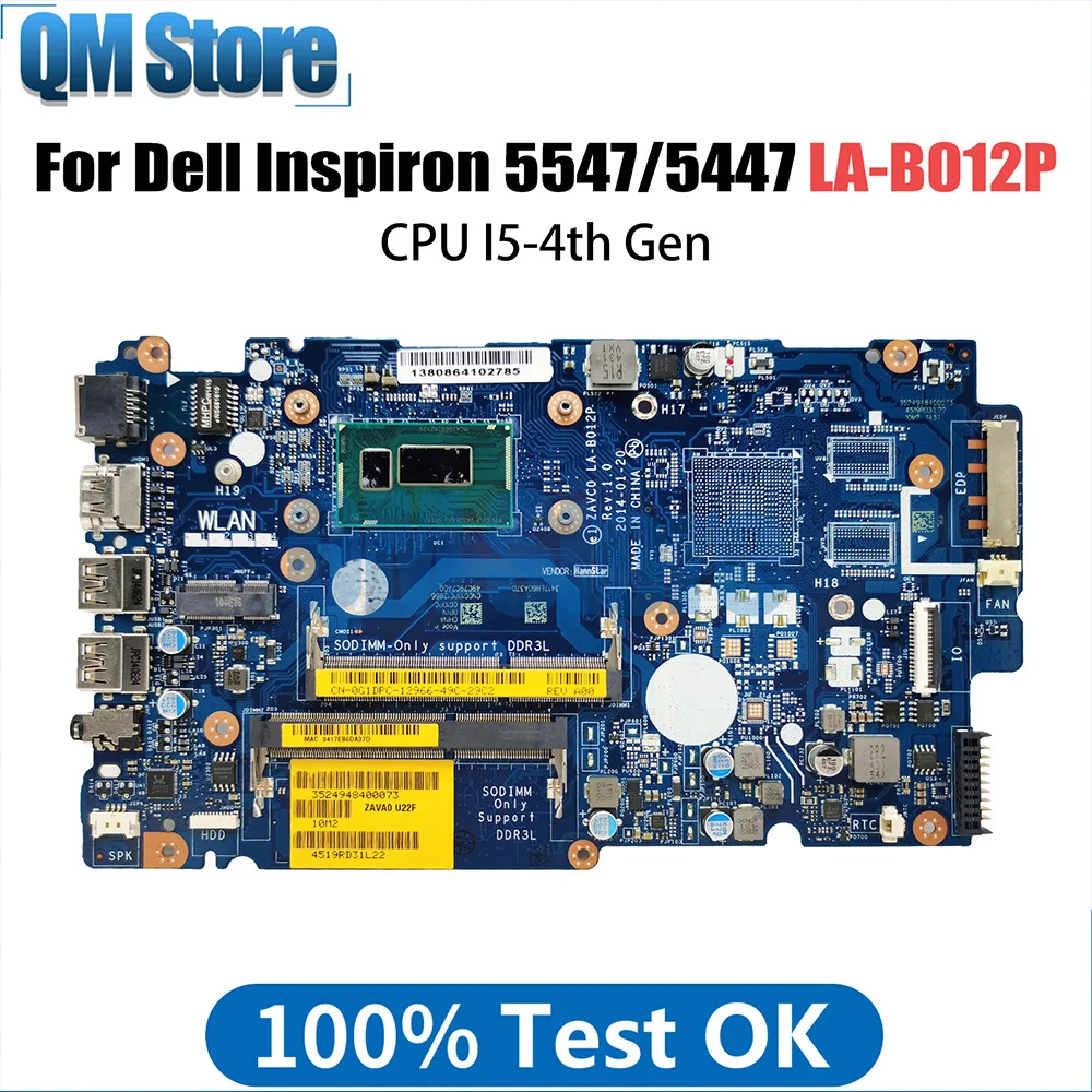 ZAVC0 LA-B012P Notebook Mainboard For Dell Inspiron 5447 5547 5548 5442 5543 5542 Laptop Motherboard CPU I5-4th Gen V2G