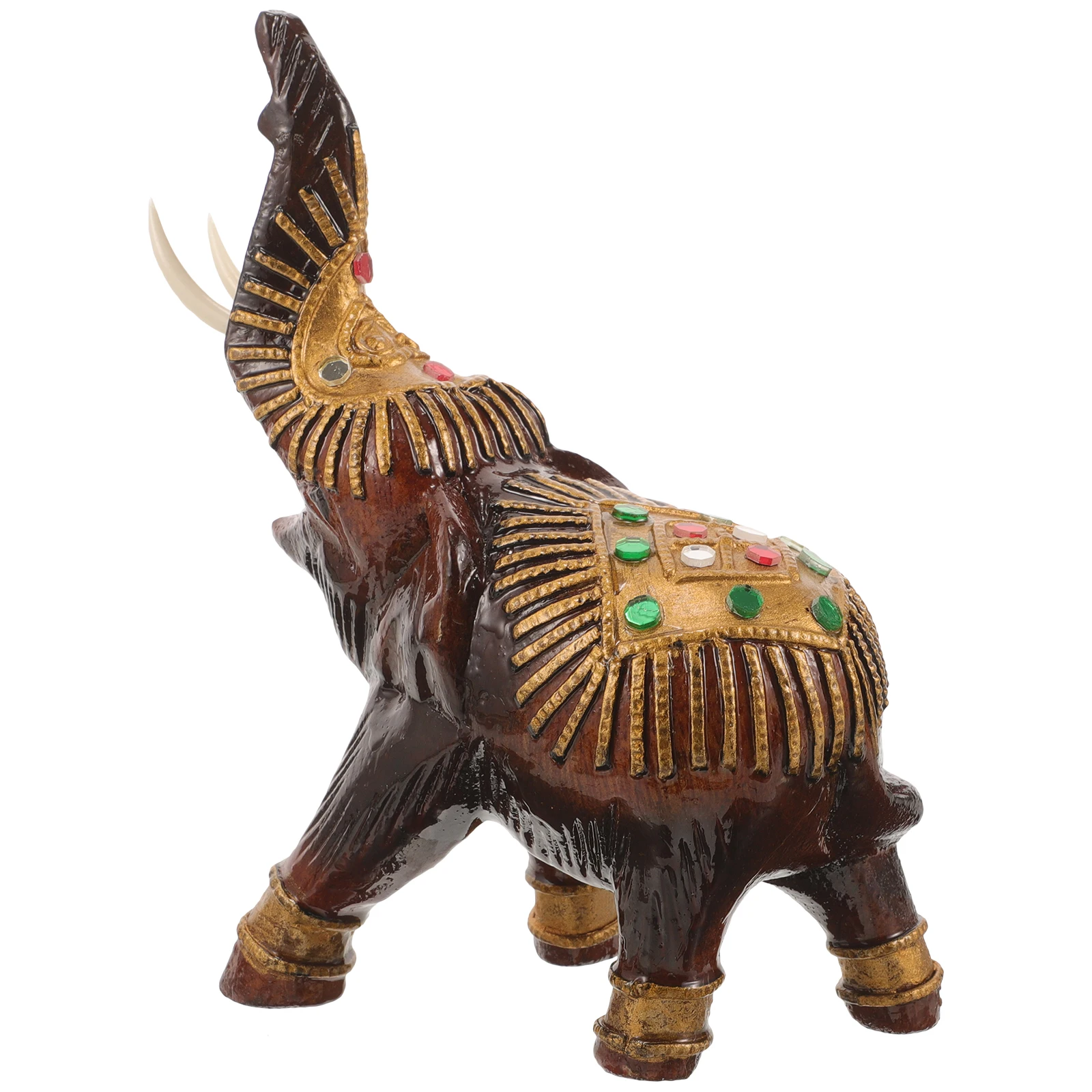 

Lucky Wooden Statue Decoration Ornament Decorative Elephant Figurine Nose Metal Sculptures Home
