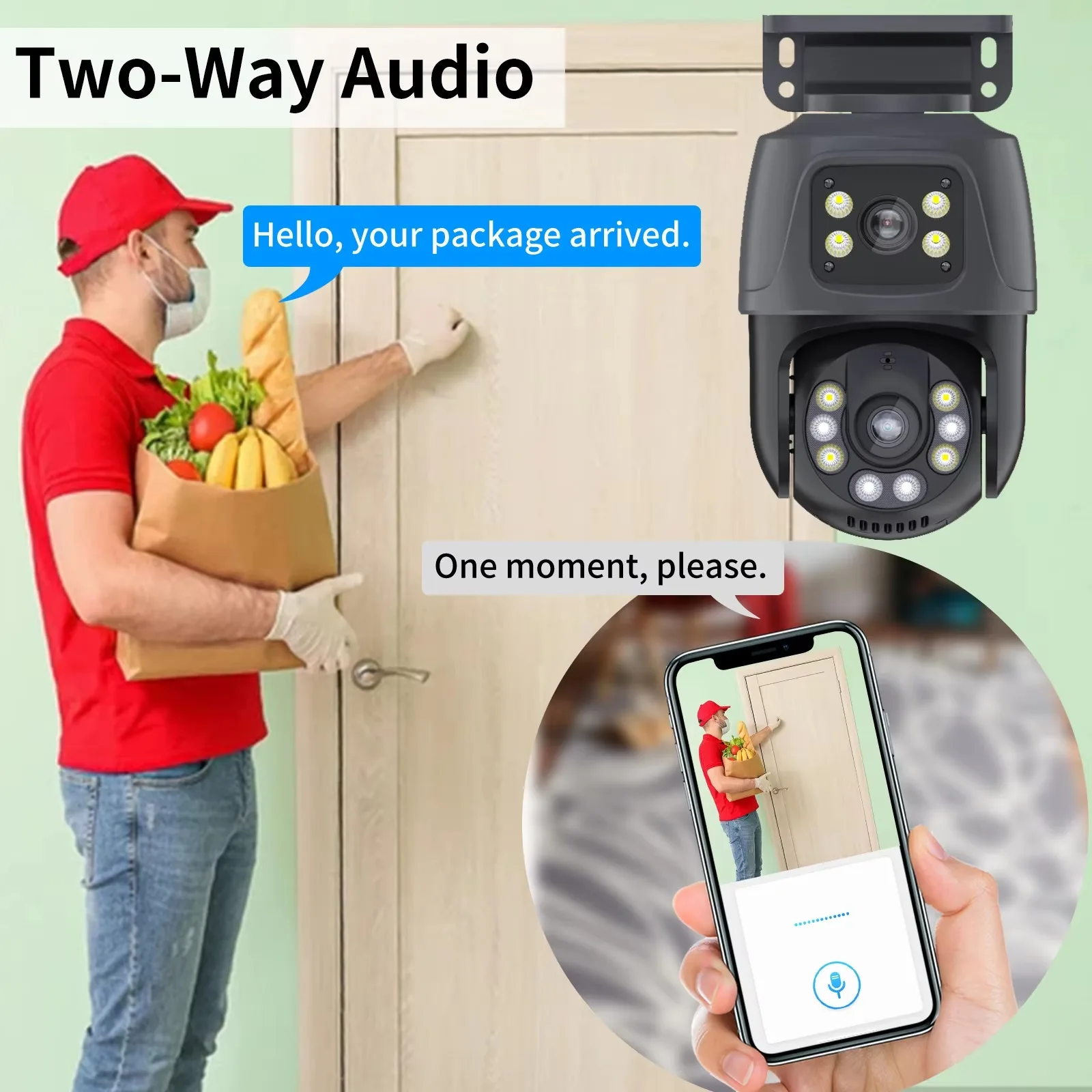 Gadinan Outdoor PTZ NVR Security Video Surveillance Kit 6MP POE Dual Lens Security Camera Set Two Way Audio Surveillance System