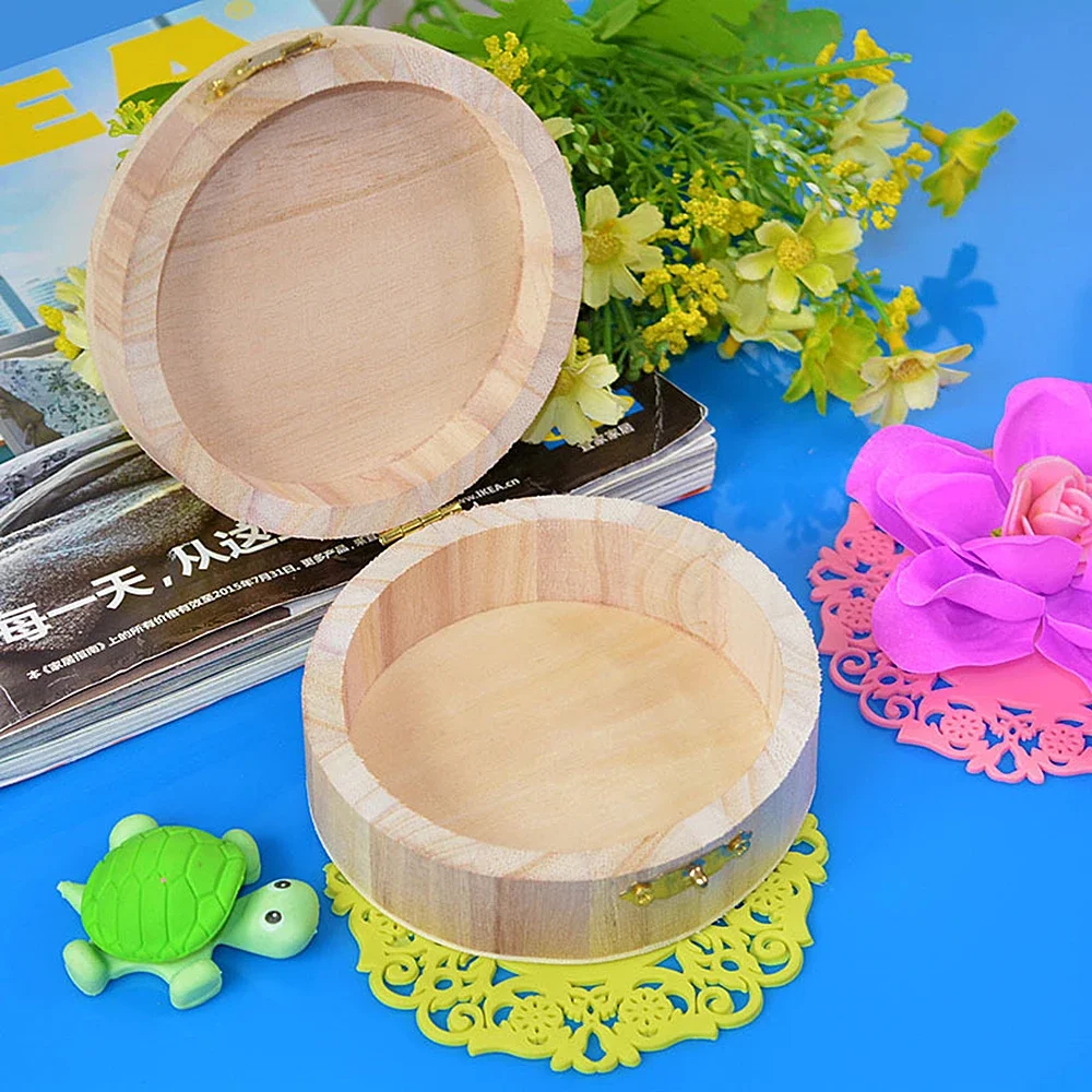 Retro Round Wooden Box Jewelry Watch Ring Necklace Bracelet Earrings Storage Case Wedding Gift Boxes With Lid Home Decoration