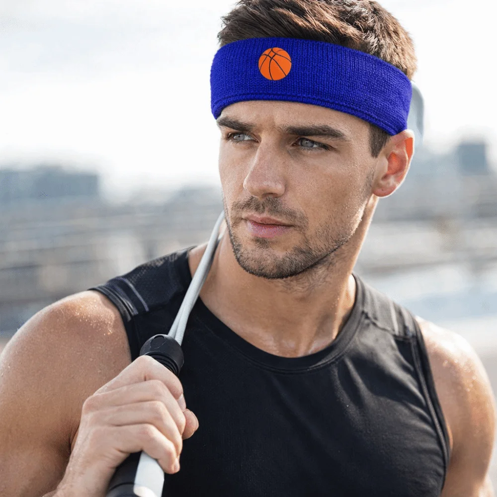 Sweat Absorbing Cartoon Sports Headband Polyester Wicking High Elasticity Sweatband Fashion Soild Color Polyester Knit Headband
