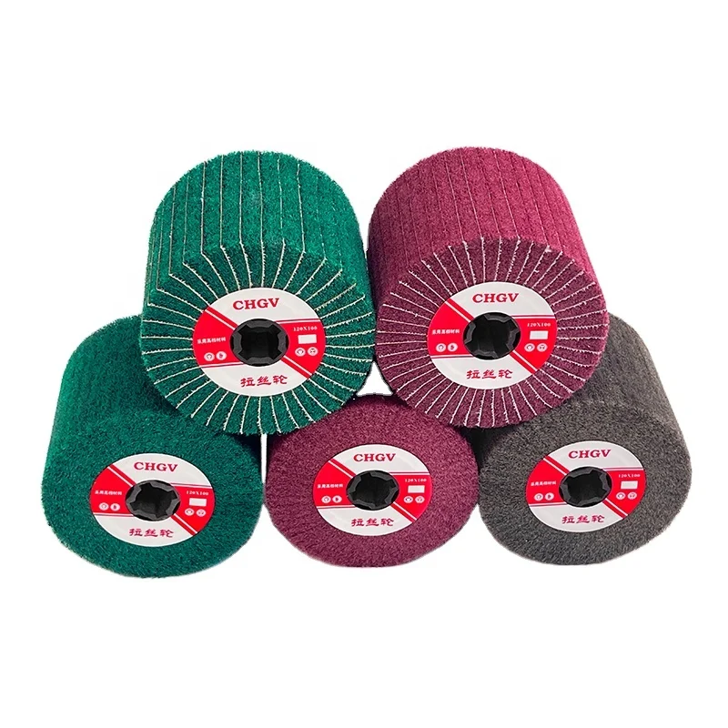 Produces Non-woven Abrasive Flap Brush Drum Wheel Metal Stainless Steel Polishing Wire Drawing Wheel