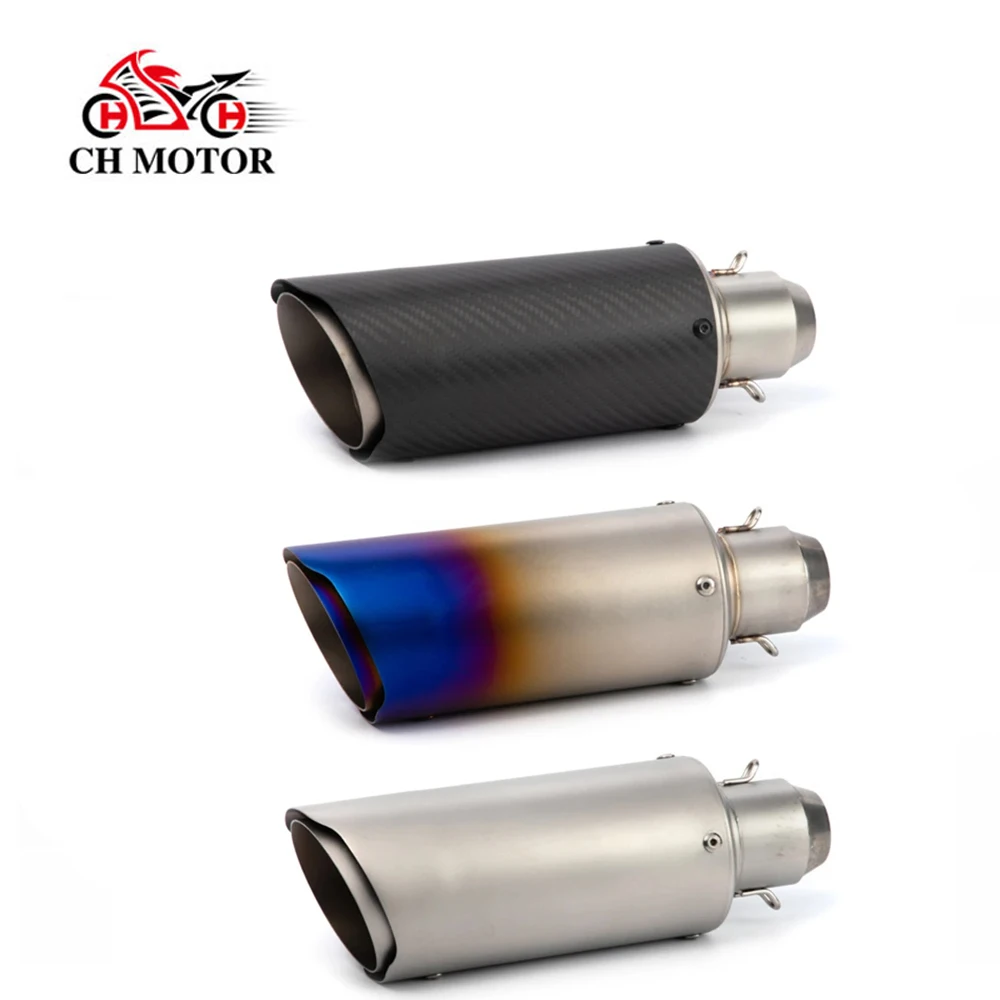 Motorcycle Exhaust Pipe with Free Logo Sticker Slip-on Muffler Escape Moto for Yamaha FZ6 R3 Ninja 400 CBR650R GSXR 600 Duke 125
