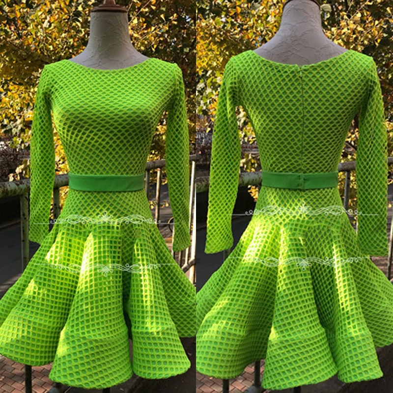 

Fluorescent Color Chacha Latin Dance Dress Children National Standard Ballroom Dance Competition Costume Girls Dance Wear 14123