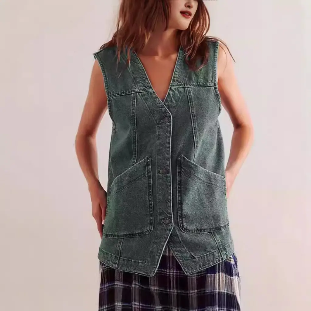 

Women's Sleeveless Denim Vest European American Style from