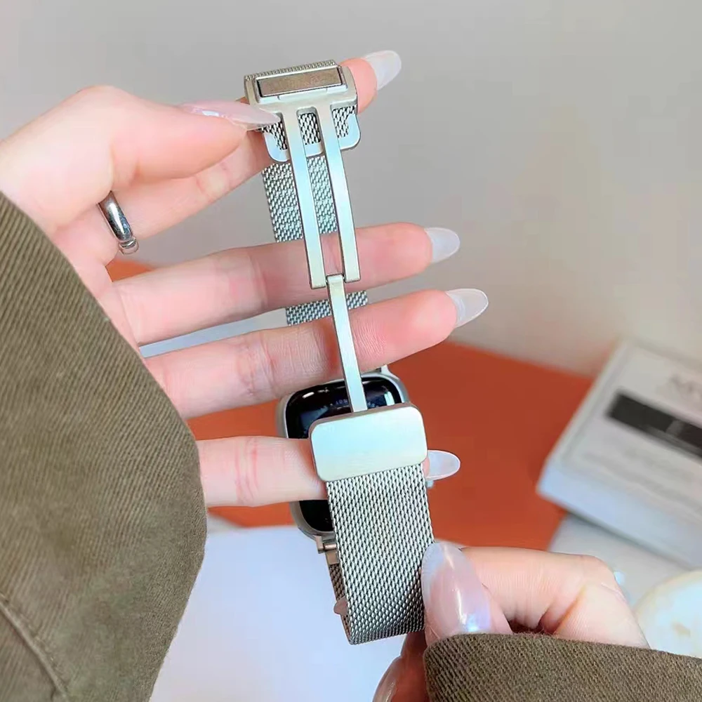 Correa de malla de bucle para Apple Watch Ultra 2 1 banda 49mm 45mm 44mm 42mm 41mm 40mm 38mm pulsera de acero inoxidable iWatch SE 9 8 7 6 5 4