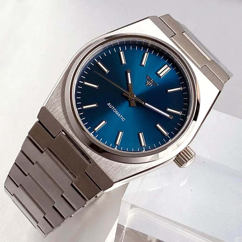 Tandorio 40mm Sapphire Crystal Automatic Men Mechanical Watch 100m Waterproof Japan NH35 Movement Watch Black Blue Silver Dial view 3
