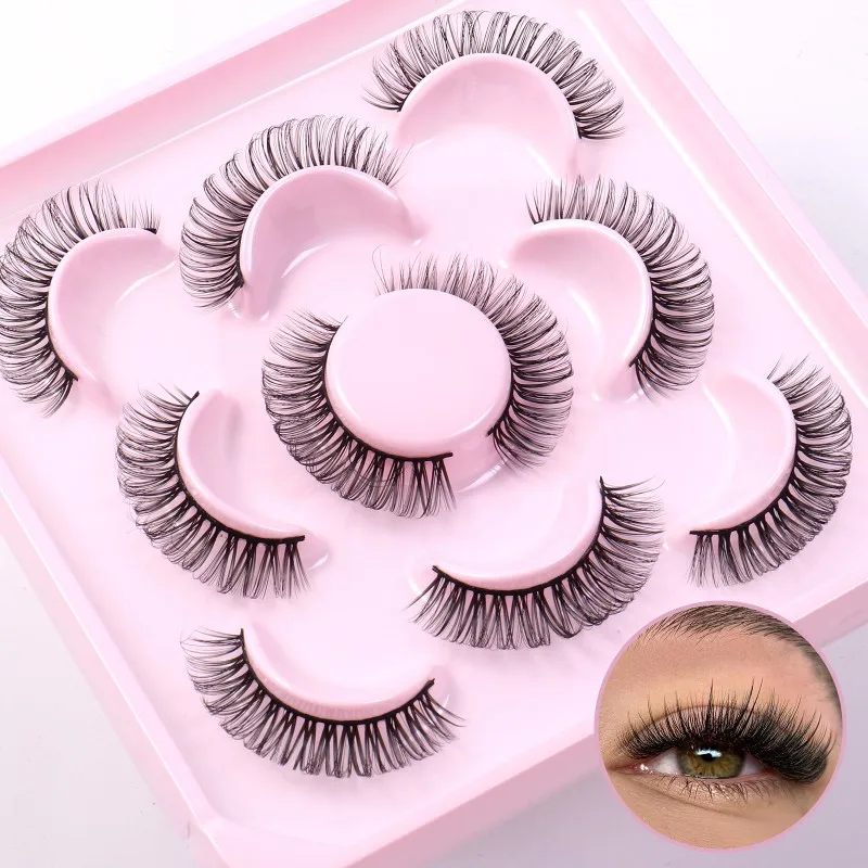 1 box 5 Pairs Mink Eyelashes 3D Natural Manga Fake Lashes Russia Individual Eyelashes Extension Makeup tools Eyelash wholesale