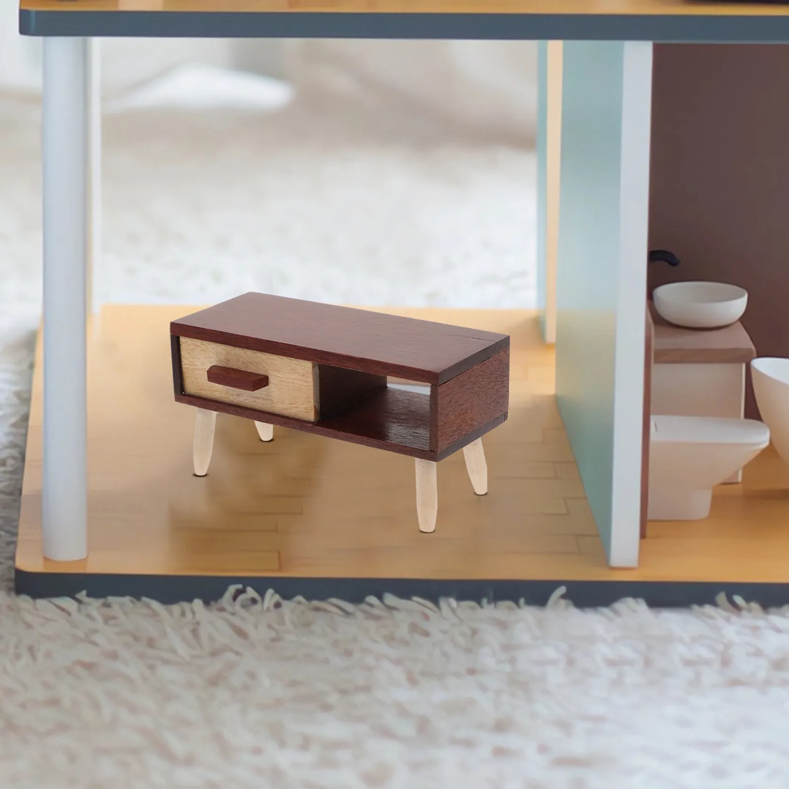 

Миниатюрный деревянный телевизионный шкаф в масштабе 1:12 для кукольного домика, реалистичная миниатюрная мебель для гостиной, декор для создания миниатюрного дома