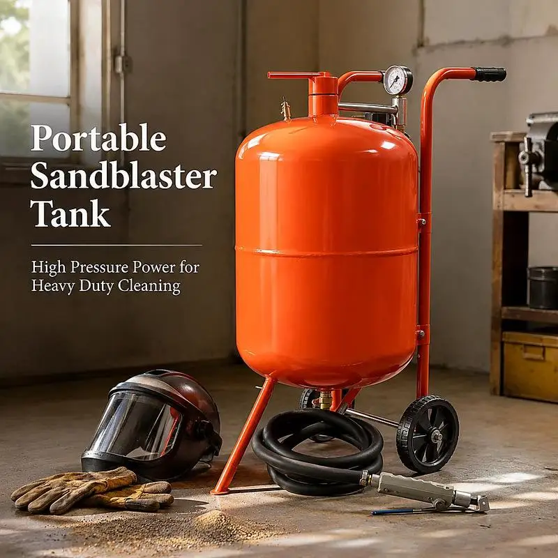 Système de sablage mobile 75,7 L, capacité de sablage environ Tuyau de travail de 244 cm, pression de fonctionnement du sablageur de 60 à 110 PSI, idéal pour éliminer la rouille, la peinture, les taches et polir de grandes surfaces.