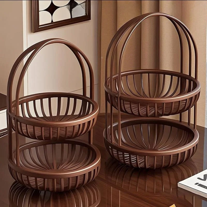 

Chinese Style Fruit Tray Luxury Snack Display Plate Home Living Room Tea Table Decor High Aesthetic Value Metal Fruit Bowl