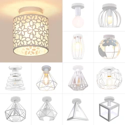 Modern Led Ceiling Lights Vintage industrial Ceiling Lamps Shade Retro Loft Plafonniers for Living Room Kitchen Home E27 White