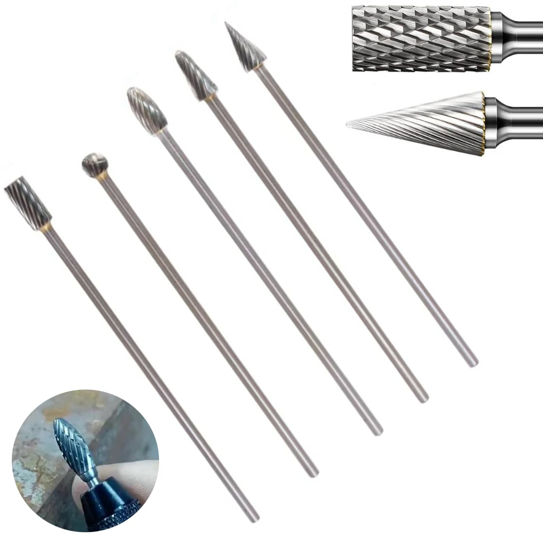 5 stks Roterende Bramen Met 1/8 Inch Schacht 100mm Lange Single Cut Head Roterende Bramen Frezen Voor Metaalbewerking slijpen Lassen Set
