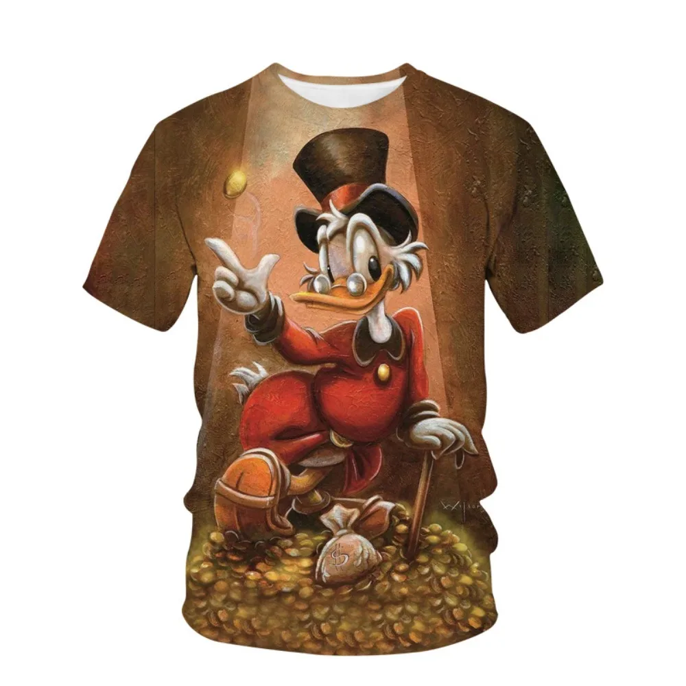ديزني دونالد داك ديزي داك ثلاثية الأبعاد طباعة للجنسين تي شيرت س الرقبة البلوز قصيرة الأكمام عادية الشارع عادية فضفاض تي شيرت #6