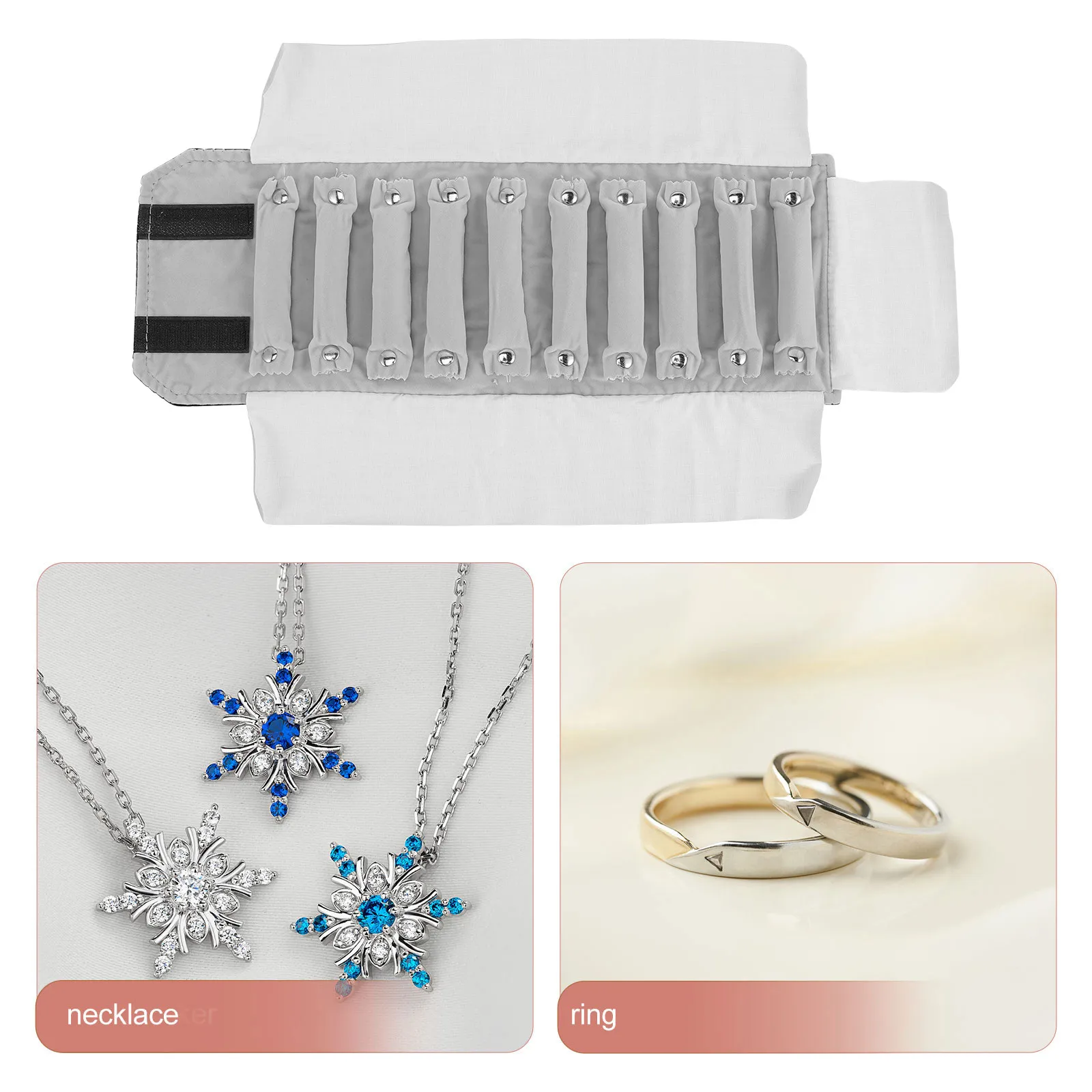 

Travel Jewelry Organizer Storage Roll Bag Premium Finger Ring Holder Portable Jewelry Pouch for Home Travel Display and Storage