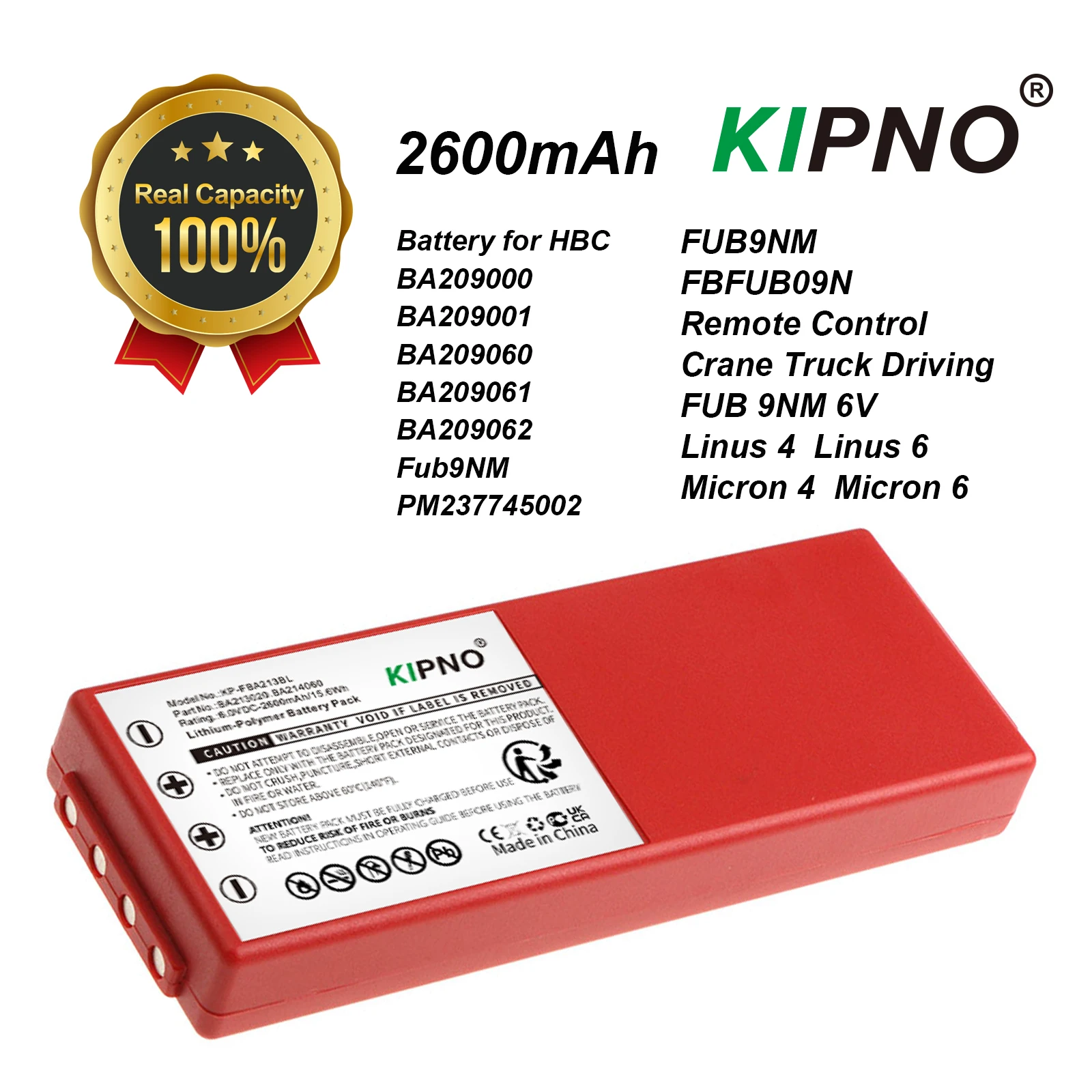 

Crane Remote Control Battery Compatible with HBC Radiomatic Spectrum 2 3 BA14061 FUB10AA XL FUB78AA PM471560 BA210040 BA211060