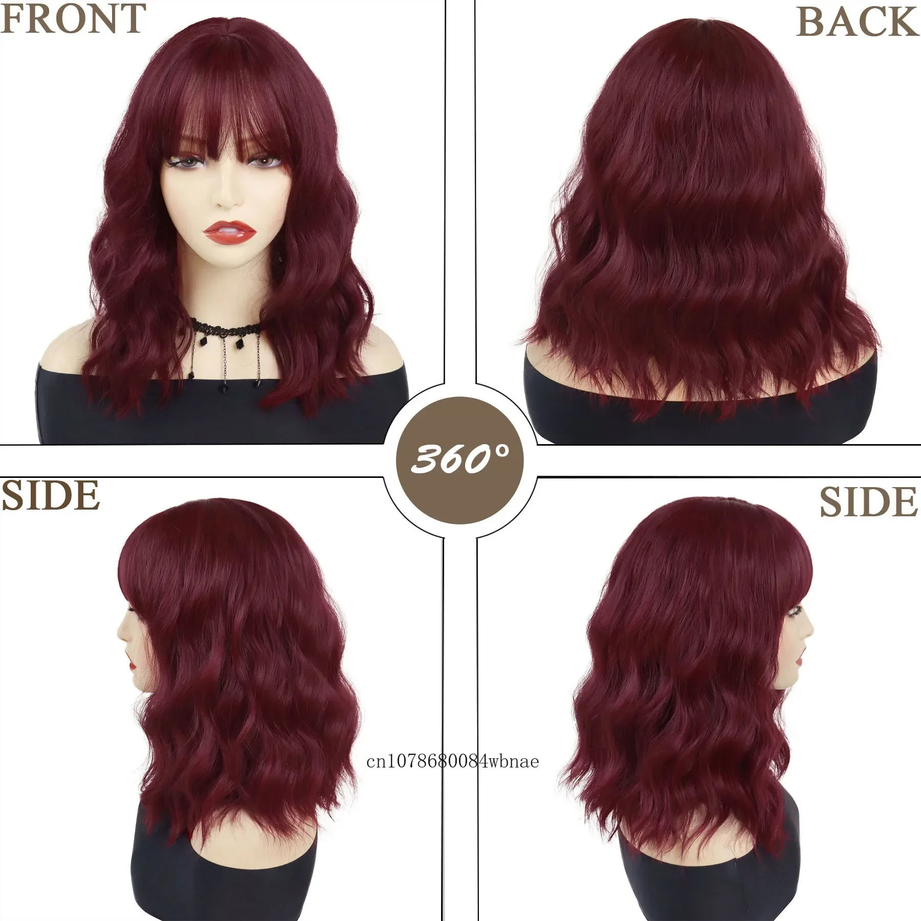 الاصطناعية أوبورن موجة قصيرة الباروكات مع الانفجارات للنساء الفتيات متموجة شعر مستعار مجعد طول الكتف تأثيري لوليتا شعر مستعار حفلة الهالوين #3