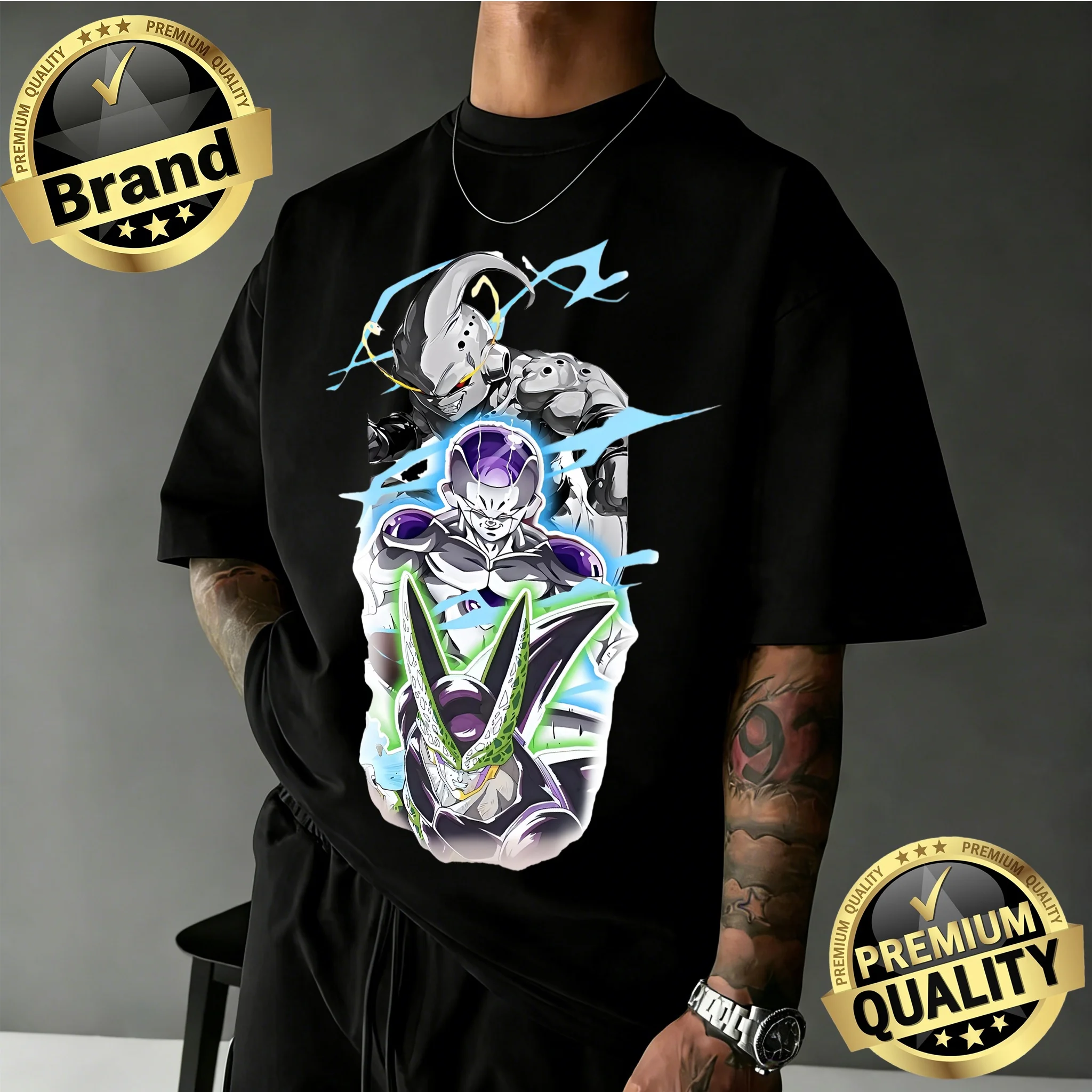 

Новинка 2026: Футболка оверсайз Dragon Ball | Футболка с ретро-графическим принтом Frieza & Cell, 100% хлопок, повседневная, в стиле аниме, для всей семьи