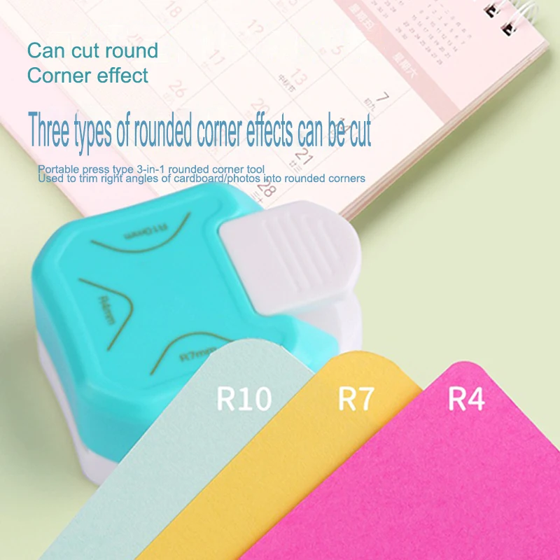 เครื่องเจาะมุมขนาดเล็ก3 IN1 R4เจาะมุมกลม/R7/R10mm กระดาษเครื่องตัดสมุดภาพเครื่องตัดงานฝีมือ cortar papel