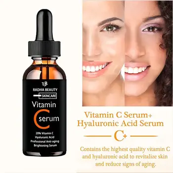 Siero alla vitamina C Siero viso Idratante a lunga durata Migliora la rugosità Schiarire le macchie Acido ialuronico Essenza per il lifting del viso