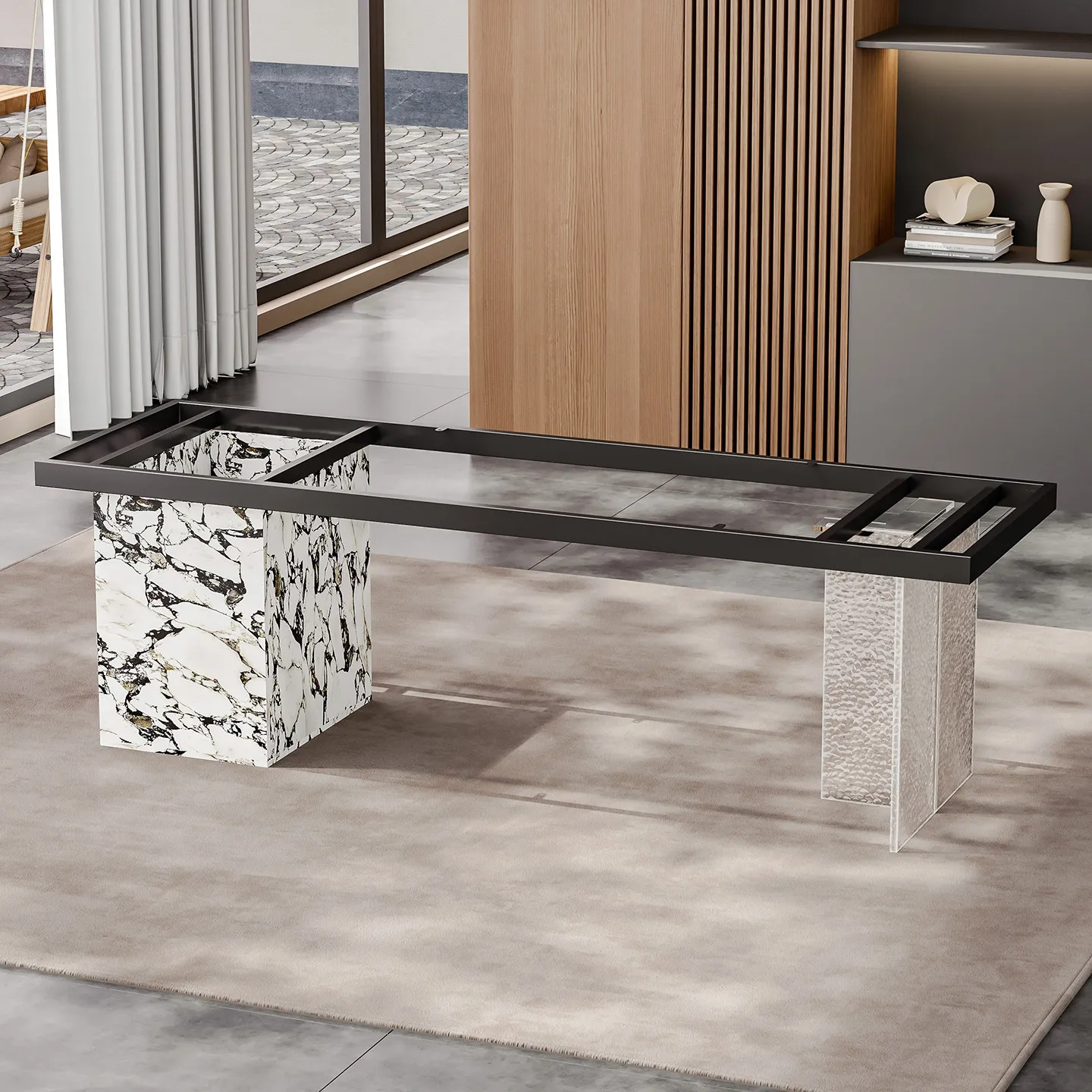 Acrylic tea table base rock slab luxury stone tea table bracket marble desk legs balcony tea table support feet