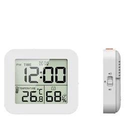 Battery Powered Mini Digital Alarm Clock TEMP Humidity Dual Alarm Count-up Countdown Snooze Table Clock 12/24H LCD Clock