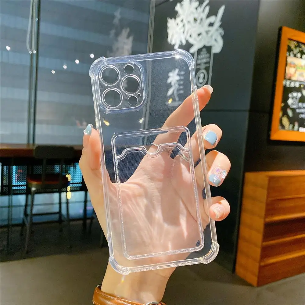 Transparente Kartensteckplatz-Taschenhalter-Hülle für iPhone 13 11 12 14 15 Pro Max Mini X XS XR SE 7 8 Plus Klare, stoßfeste Brieftaschenhülle – Detail 23