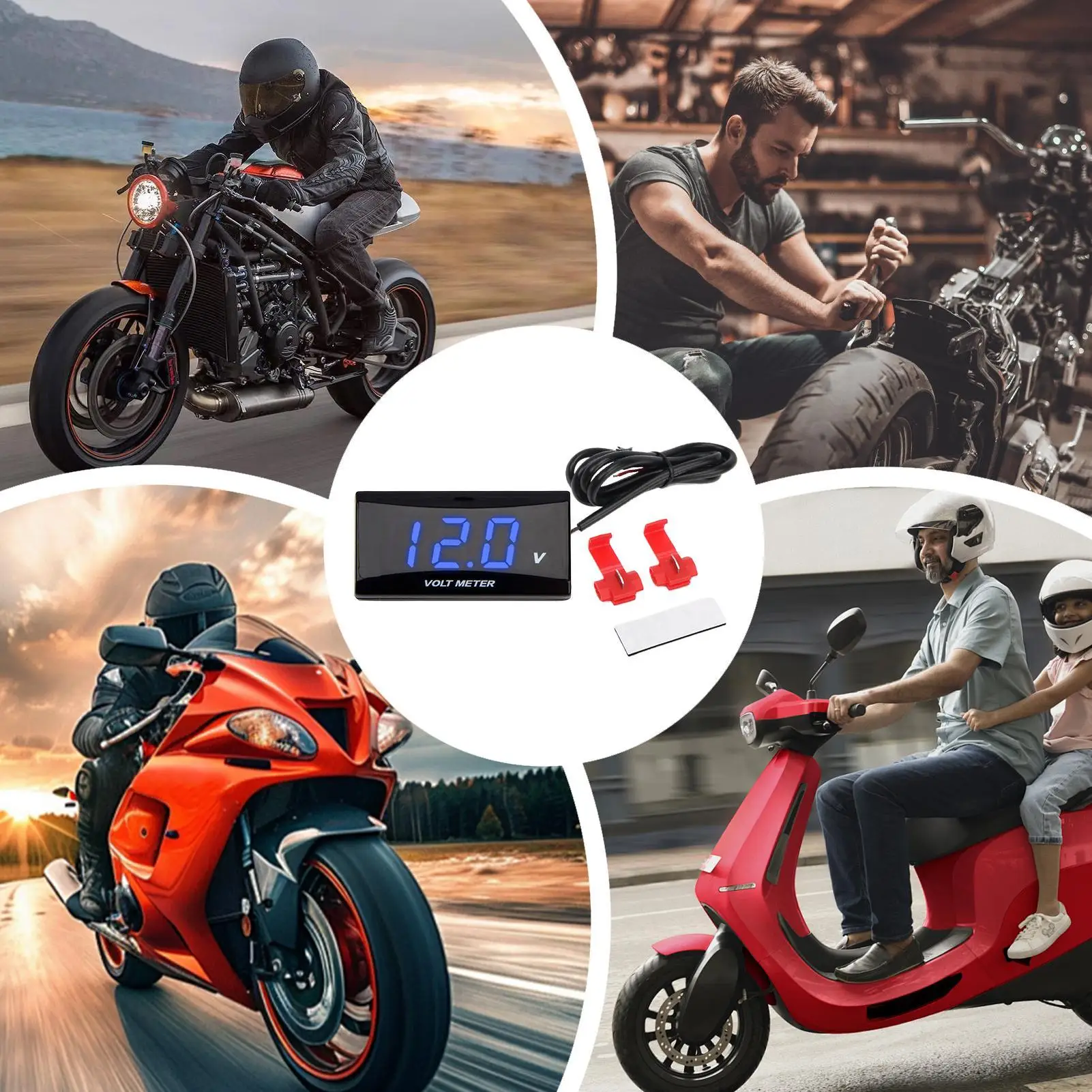 

Для KOSO XMAX250 300 NMAX CB400 CB500X Вольтметр Маленький электрический тестер Монитор батареи двигателя Вольтметр Индикатор для автомобиля