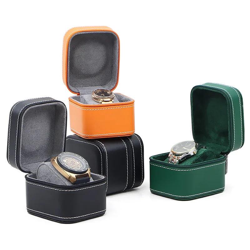 PU Watch Box Business Pocket Watch Wristwatch Portable Zippered Fashion Accessory Packaging Box Gift Storage