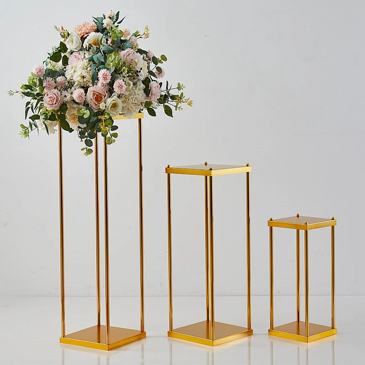 

Wedding Artificial Flower Stand Gold-Plated Rectangle Home Outdoor Table Centerpiece Decoration Metal Frame Backdrop