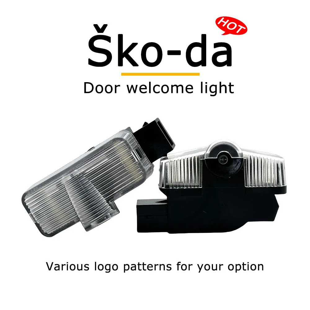 2pcs car LEDwelcome light For SKO-DA KODIAQ Octavia KAROQ YETI door light modification Open door shine ground pattern projection