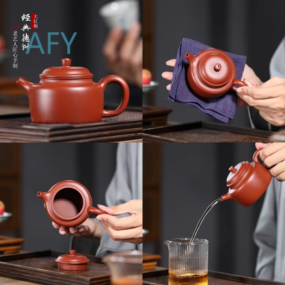 Handmade Yixing Zisha Teapot for Small Virtue Clock Brand Large Hong Pao Clay Tea Kettle Gift Set Wholesale Inventory for Tea