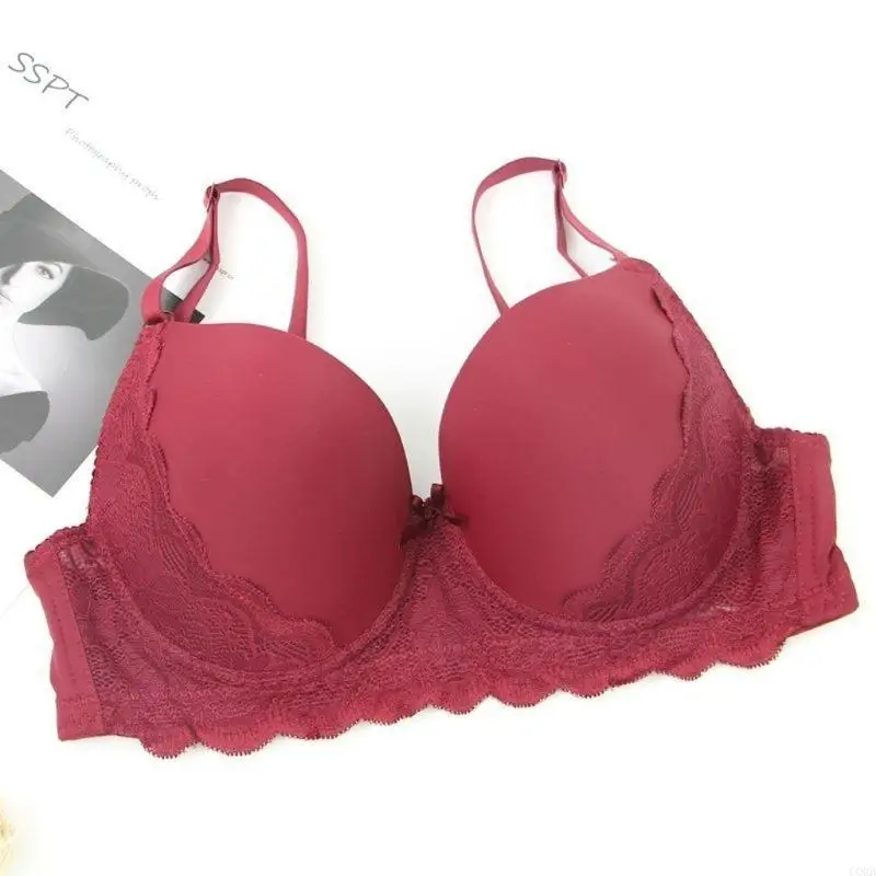 CORB Large Size Underwire Push Up Bra Lace Decoration Enhancer with Wide Band