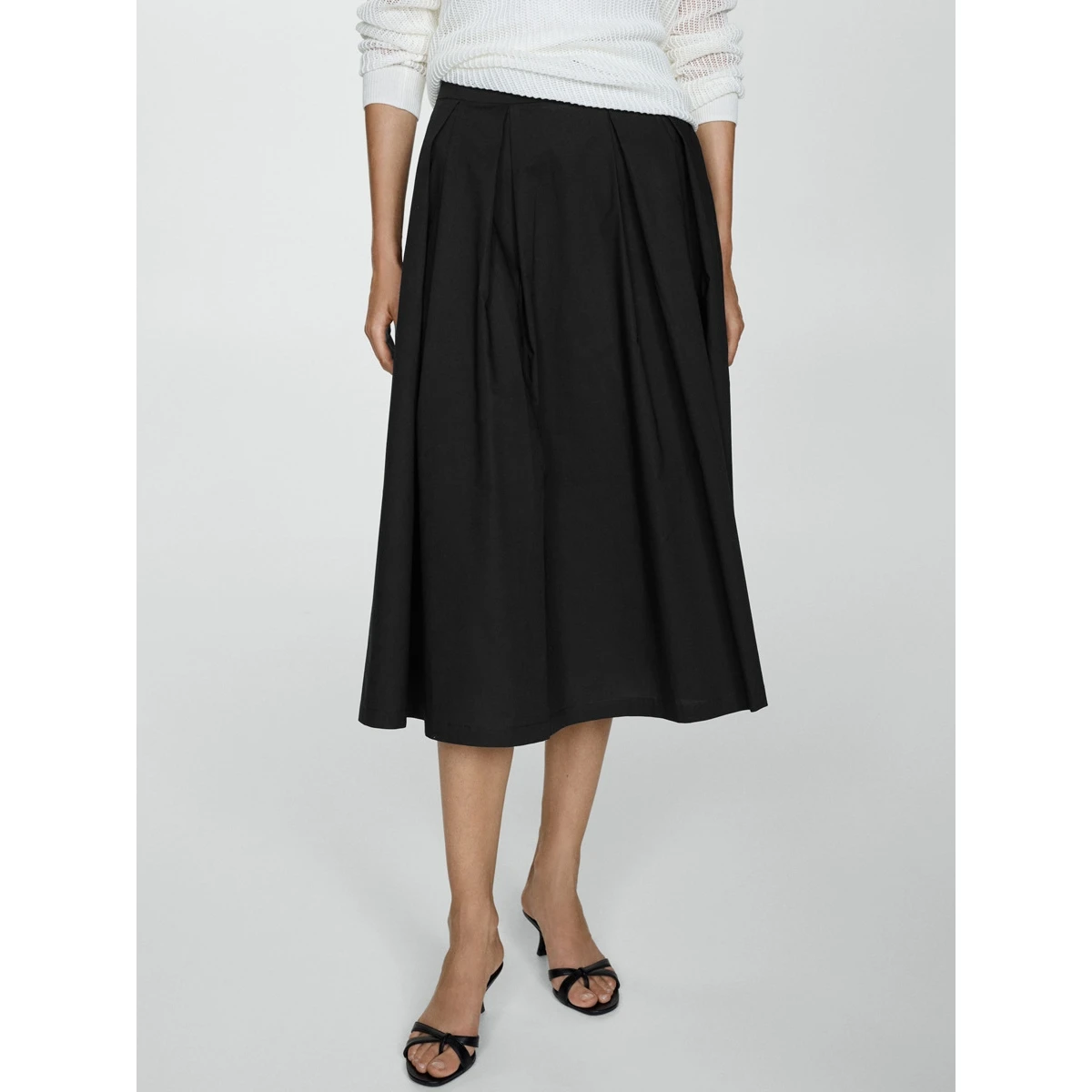 

Elegant High Waist Pleated Skirt Large Swing Cross-Border Autumn Winter Midi Skirt Polyester High Temperature Setting