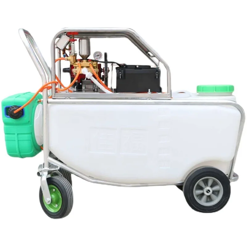 

High-Pressure Four-Wheel Rechargeable Cart-Type Agricultural Sprayer Greenhouse Disinfection Hand-Pushed High Productivity Pump