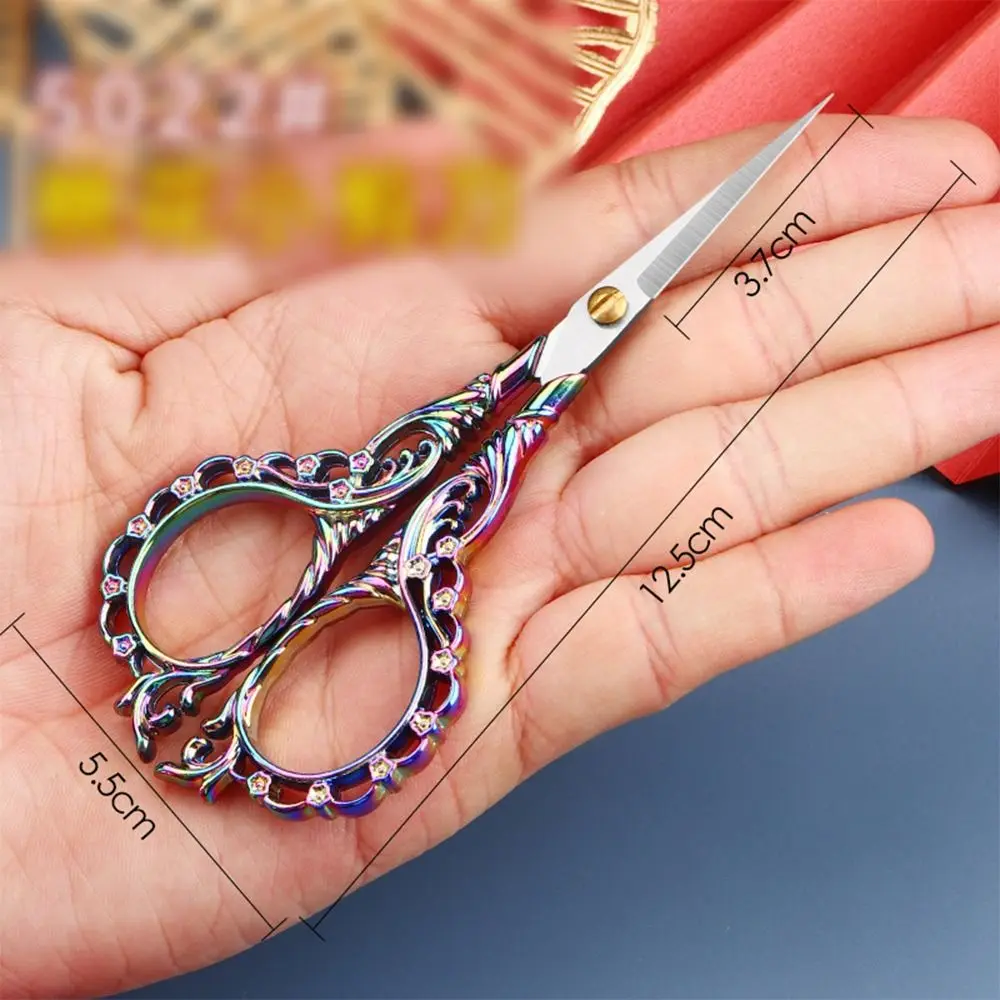 Retro Puntige Schaar Perzik Bloesem Carving Rvs Naaien Schaar Craft Tool Multifunctionele Handwerken Schaar Thuis