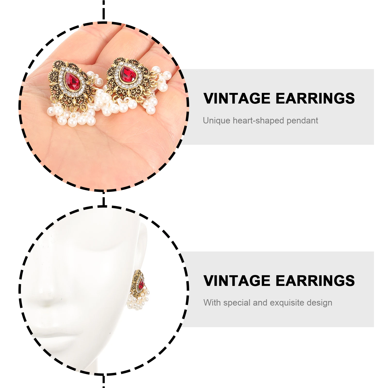 

1 Set Pearl Rhinestone Pendant Necklace Earrings Vintage Women Jewelry Set Retro Charm Elegant Delicate Fashionable Graduation