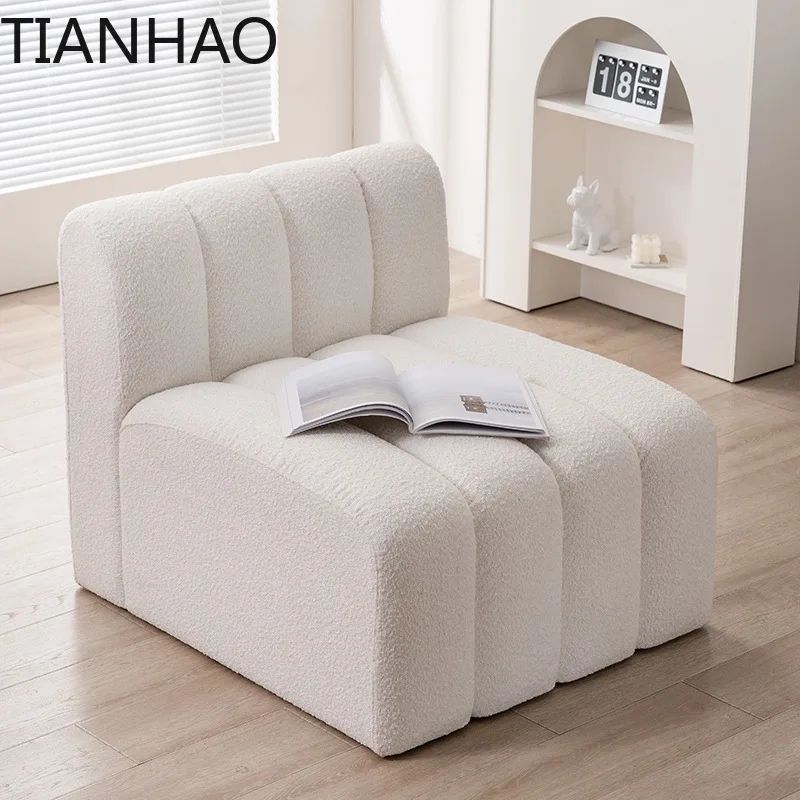 Retro Cream Style Single Sofa Small Apartment Living Room Home Fabric Sofa Bed Piano Modular Lounge Sofa