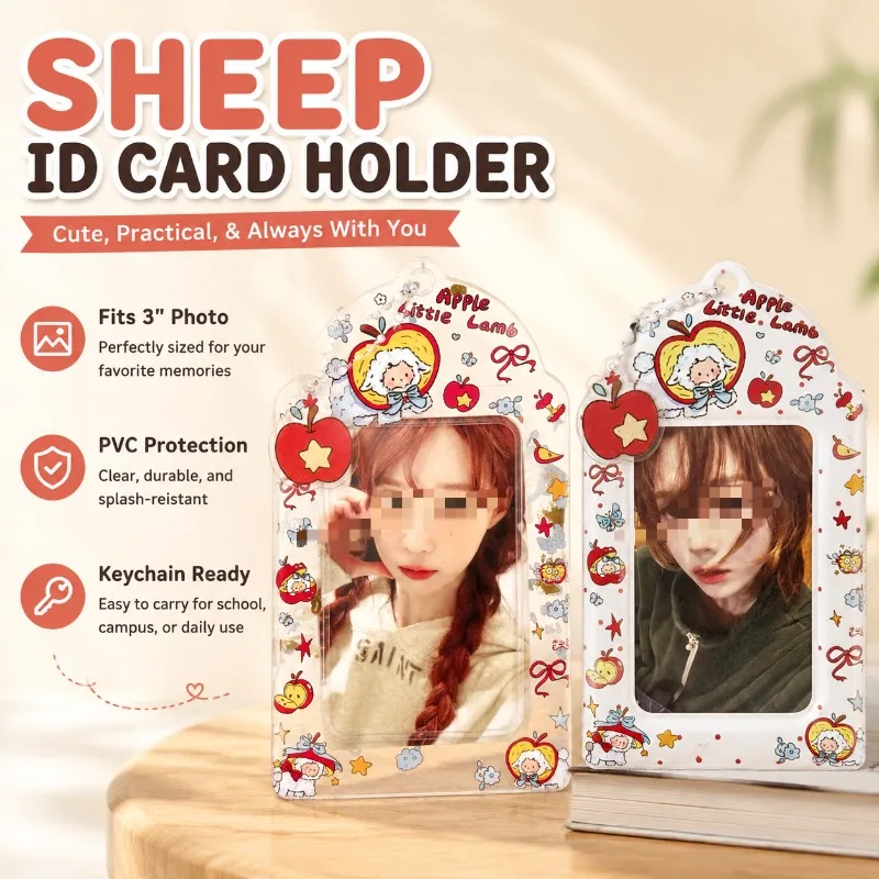 Porte-cartes PVC Original Apple Lamb pour Photocard Kpop Idol 3 pouces, Pochette de présentation et de rangement pour Carte de cantine universitaire, pour étudiants
