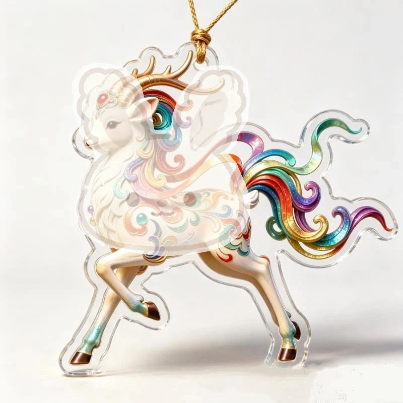 2D Acrylic Goat Hanging Ornament Lunar New Year Pendant High Transparency for Home Window Door Festive Decor