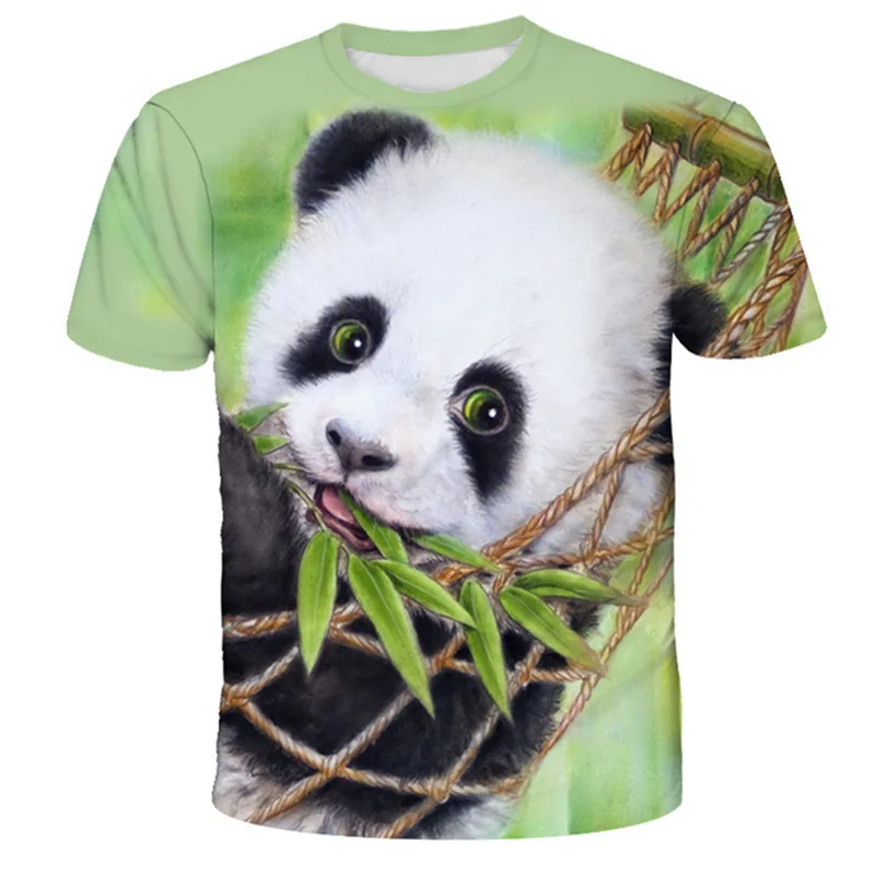 

3D Printing Panda T-shirt Unisex Short Sleeved Shirt Color Tshirt Quick-drying Funny Children's Clothing Kids T shirt Top Tees