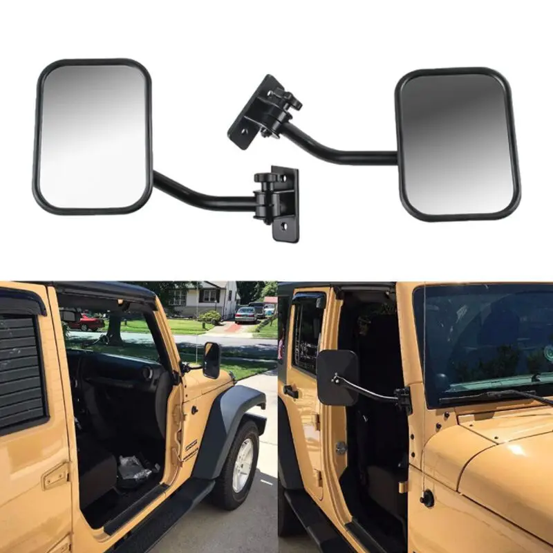 Door Off Side View Mirror Round Rectangular Spot Mirrors  for Jeep Wrangler 1997-2018 TJ JK JKU Accessories