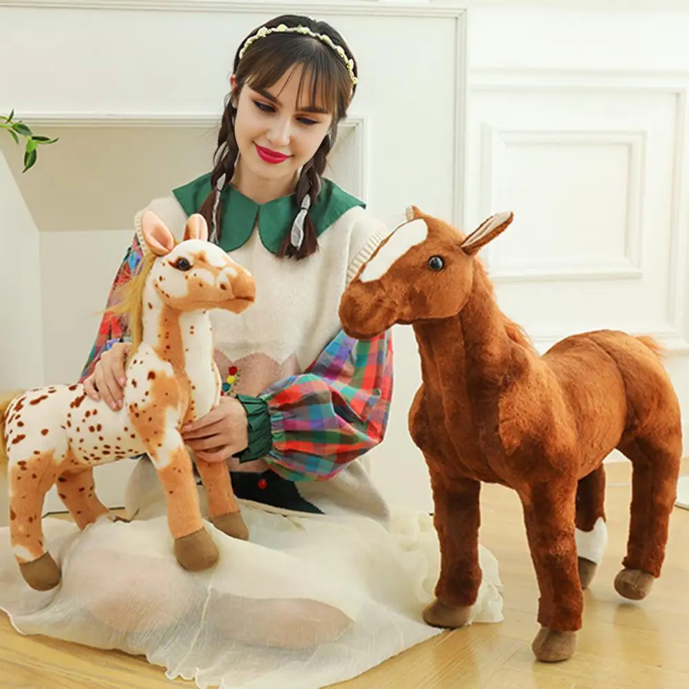 Plush Horse Toy Lifelike Horse Stuffed Toy Year of Horse Plushie Educational Stuffed Pony Toy for Home Decoration Holiday Gift