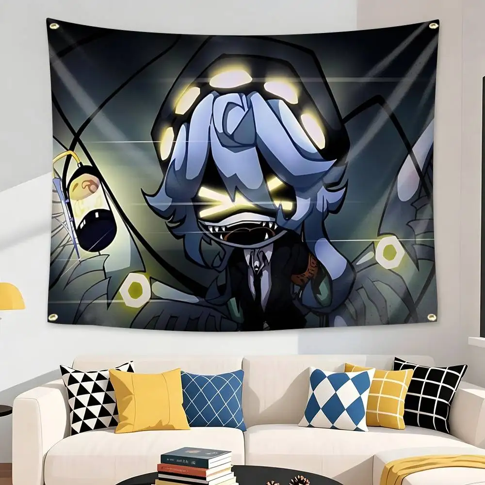 Uzi-MD Cartoon M-Murder Drones Flag Tapestry Banner for Bedroom Living Room Outdoor Camping Custom Supported