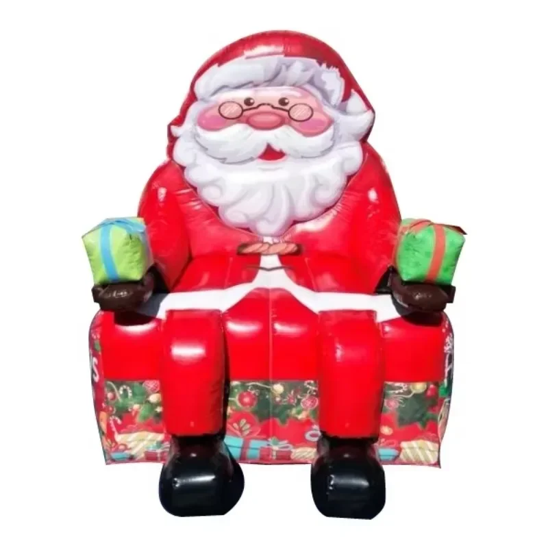 Customized PVC Inflatable Santa Claus Bounce Chair Christmas Bouncer With Blower    Photo Prop