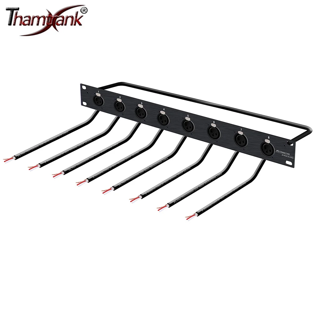 Customized Cabinet 8-Way 1U XLR Jumper Rack,3Pin XLR Female Socket Pigtail Bare Wire Open End Replacement Audio Extension Cable