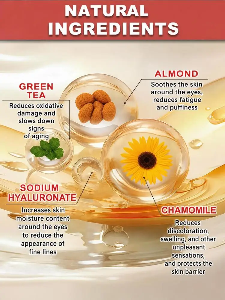 Roller Type Eye Serum for Eye Area Skin Maintenance, Lightweight Liquid Essence to Brighten Eye Skin, Alleviate Puffy Look, Soften Fine Lines, Convenient Portable Design for Travel