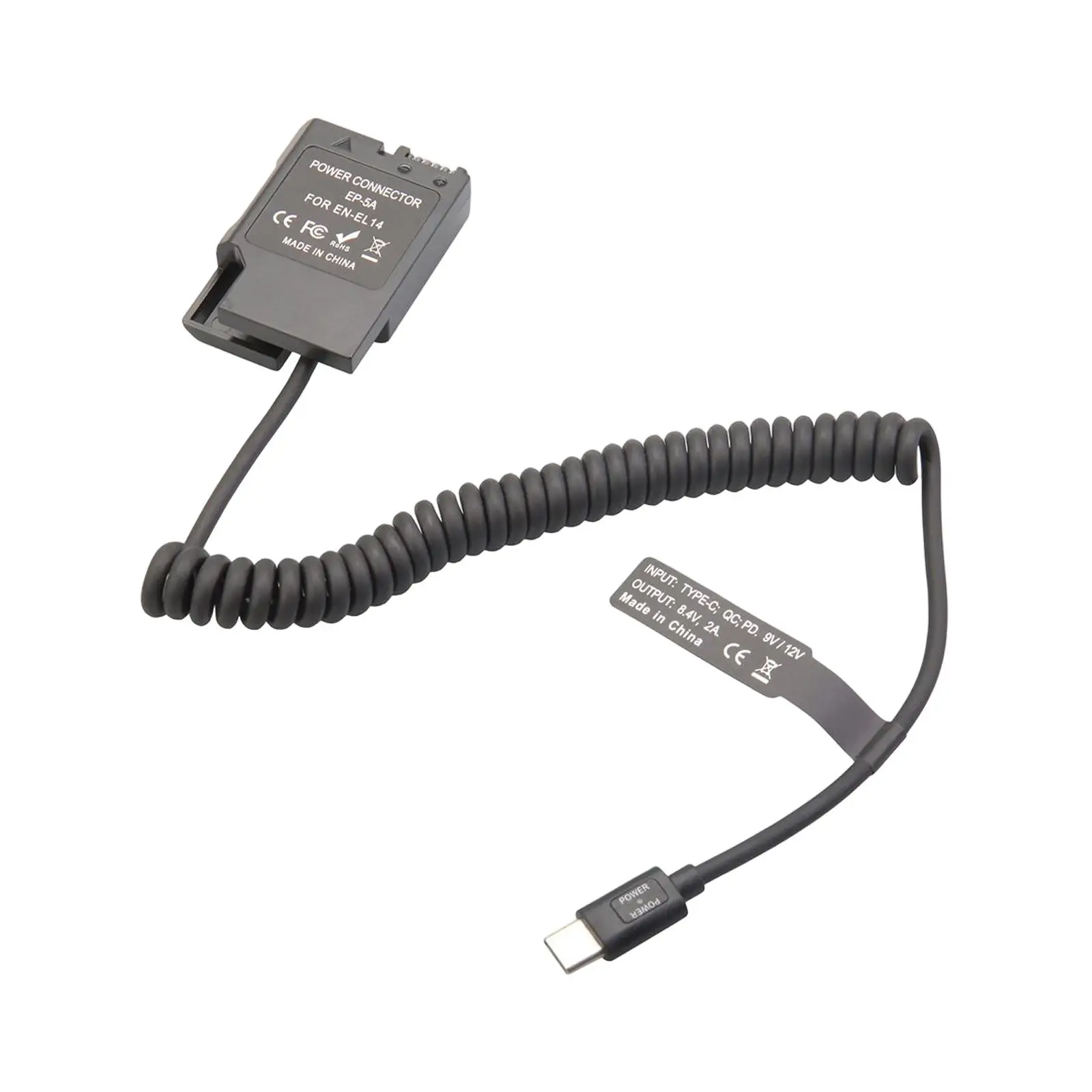 

Type C Power Adapter Cable En-El14 Dummy Battery Power Supply Connector for